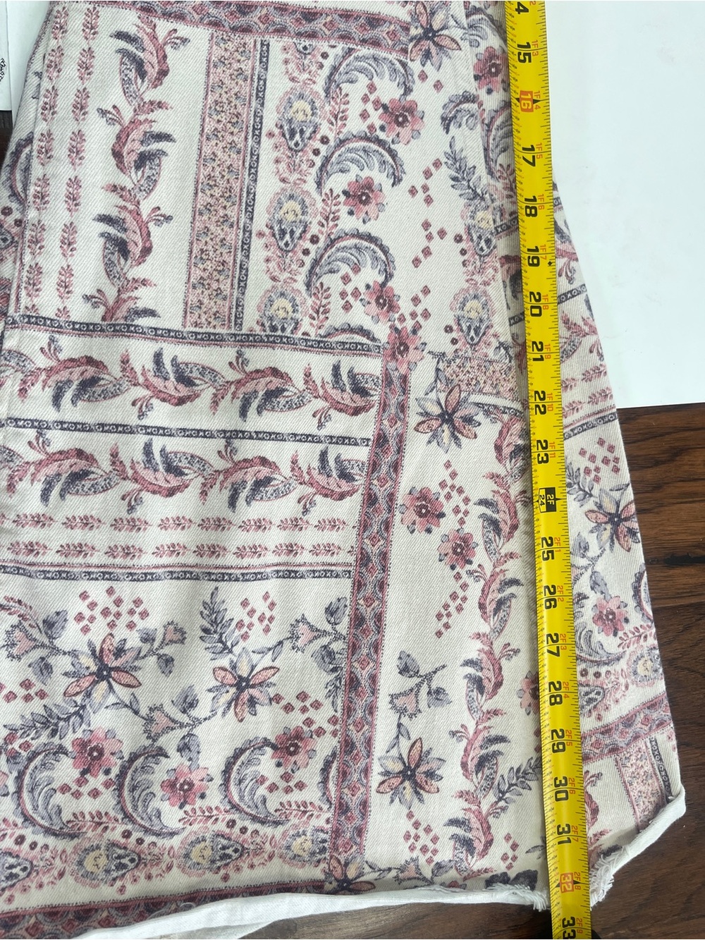Shyanne Bell Bottom Jeans 30 Cream Floral Patchwork Frayed Boho Western - Picture 8 of 9